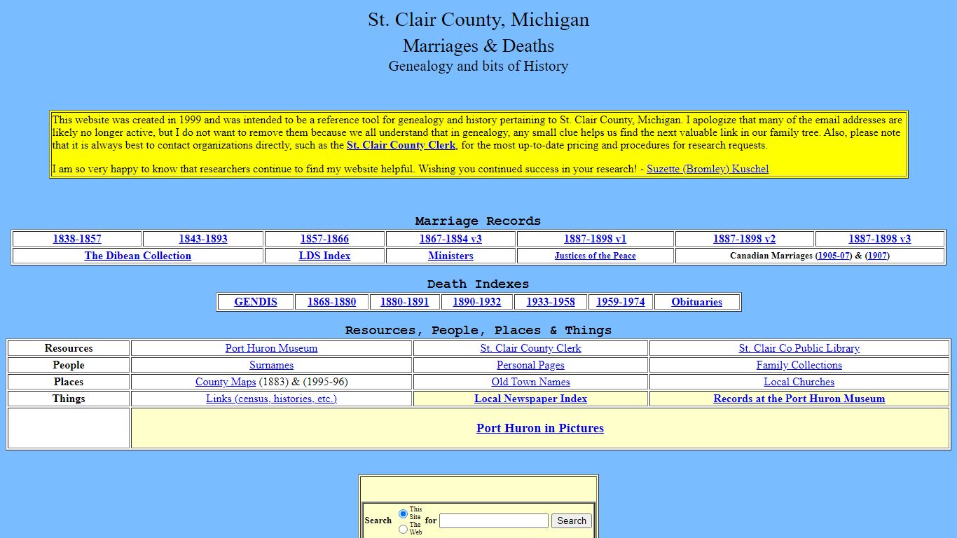 St. Clair County, Michigan - Marriages & Deaths